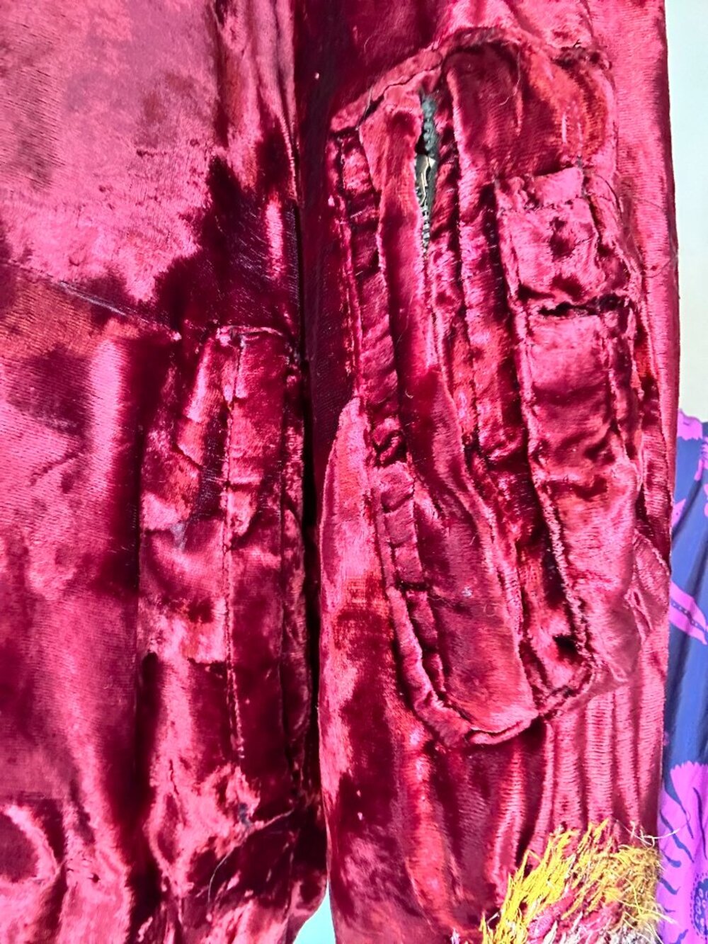 Vtg 80s 90s Crushed Velvet Sukajan Souvenir Jacket - Korea Dragon Bomber - Picture 8 of 16